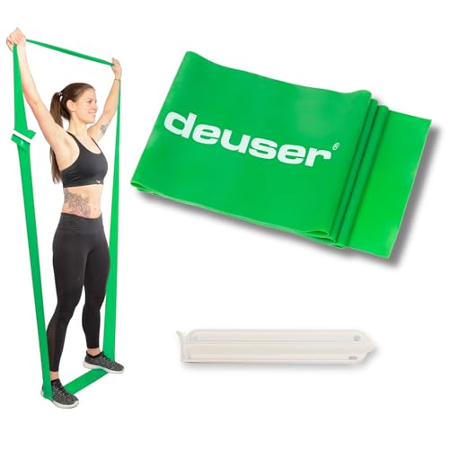 Deuser Physio Band [INKLUSIVE CLIP] Fitnessband-2.4 M einzeln, für Damen & Herren, 100% vegan, für Fitness, Physio, Yoga, Pilates, Krafttraining und Calisthenics von Deuser