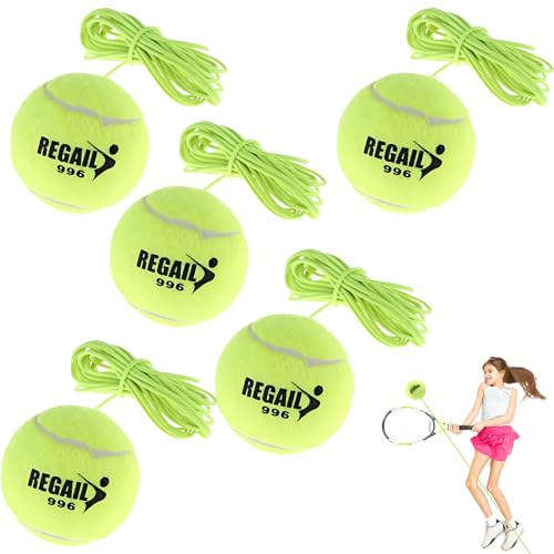 Snowtain Schneespitze 5Pcs Tennisball mit Schnur,ElastischerTennisball,Trainingsball mit Schnur,Twistball Schläger Swingball,Tennis mit Seil Trainieren,Grün von Nioutie