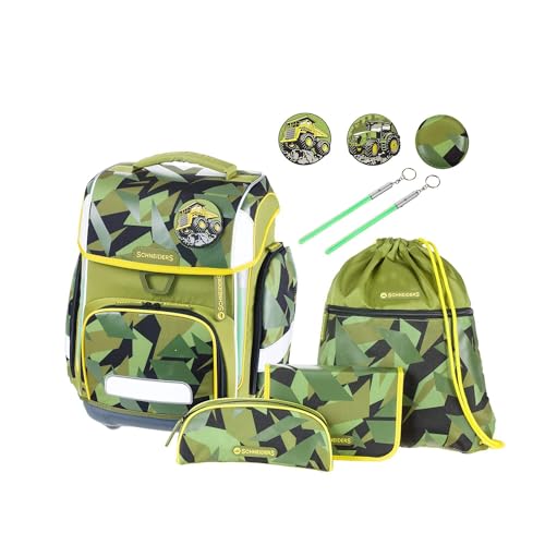 Schneiders 78367-065 - Schulranzen Ergolite Construction, 9-teiliges Set mit Schultasche, Federmäppchen, Schlamper, Sportbeutel, 3 Klett-Motiven und 2 Leuchtstäben Schneiders 78367-065 - Schulranzen Ergolite Construction, 9-teiliges Set mit Schultasche, Federmäppchen, Schlamper, Sportbeutel, 3 Klett-Motiven und 2 Leuchtstäben von Schneiders