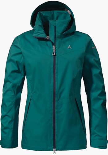 Schöffel Damen 2.5L Jacket Aiplspitz L, leichte Outdoor Jacke, wasserdicht & atmungsaktiv, Regenjacke aus 2,5-Lagen Venturi mit 2-Wege-Stretch und verstellbarer Kapuze, quartz, 42 von Schöffel