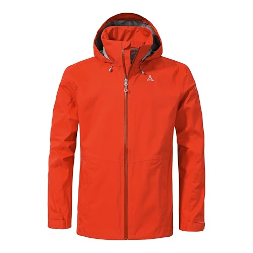 Schöffel Herren 2.5L Jacket Aiplspitz M, leichte Outdoor Jacke, wasserdicht & atmungsaktiv, Regenjacke aus 2,5-Lagen Venturi mit 2-Wege-Stretch und verstellbarer Kapuze, poinciana, 46 von Schöffel