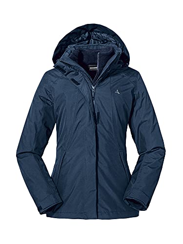 Schöffel Damen 3in1 Jacket Partinello L, wind- und wasserdichte Winterjacke mit separat verwendbarer Fleece Jacke, bequeme Regenjacke mit verstellbarer Kapuze, navy blazer, 40 von Schöffel