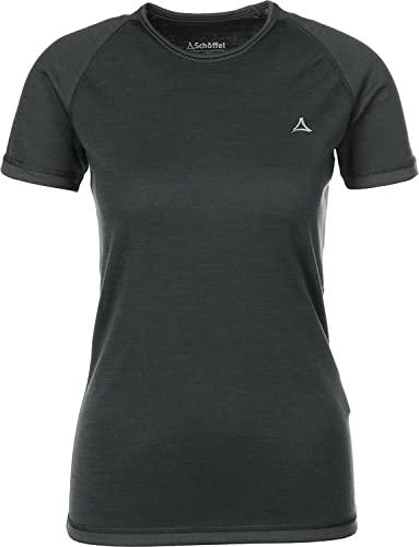 Schöffel Damen Merino Sport Shirt 1/2 Arm W, temperaturregulierendes Unterhemd, atmungsaktives Funktionsunterwäsche-Shirt in Wollqualität, anthrazit, S von Schöffel