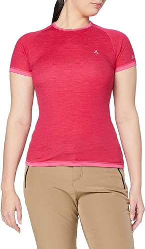 Schöffel Damen Merino Sport Shirt 1/2 Arm W, temperaturregulierendes Unterhemd, atmungsaktives Funktionsunterwäsche-Shirt in Wollqualität, rasberry s, M von Schöffel