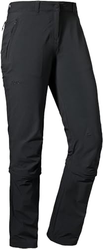 Schöffel Damen Pants Engadin1 Zip Off, elastische Damen Hose mit Zip-Off Funktion, kühlende und schnell trocknende Outdoor Hose für Frauen, black, 76 von Schöffel