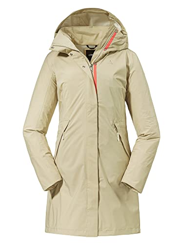 Schöffel Damen Parka Sardegna L, wind- und wasserdichte Regenjacke für Frauen mit praktischen Taschen, leichte Damen Jacke für Frühling und Sommer, humus, 36 von Schöffel