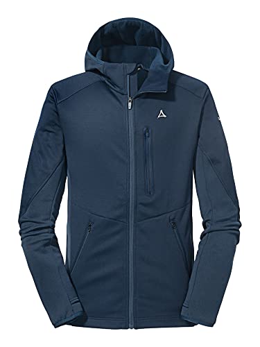 Schöffel Herren Fleece Hoody Lodron M, atmungsaktiver Fleece Pullover mit hoher Bewegungsfreiheit, funktionaler Hoodie mit Body-Mapping Technologie, navy blazer, 48 von Schöffel