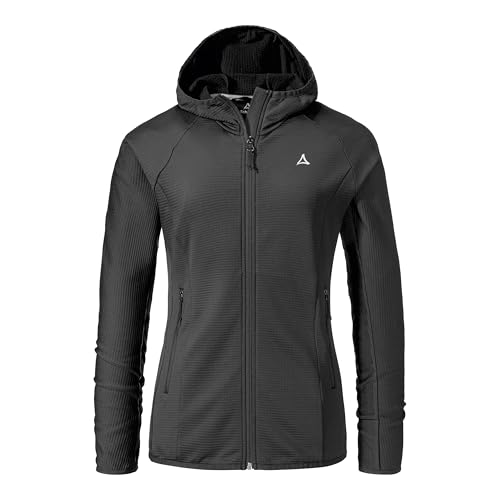 Schöffel Damen Fleece Hoody Style Cascata WMS, Fleecejacke mit Kapuze aus 2-Wege-Stretch, wärmende Outdoorjacke mit 2 Außentaschen, black, 46 von Schöffel