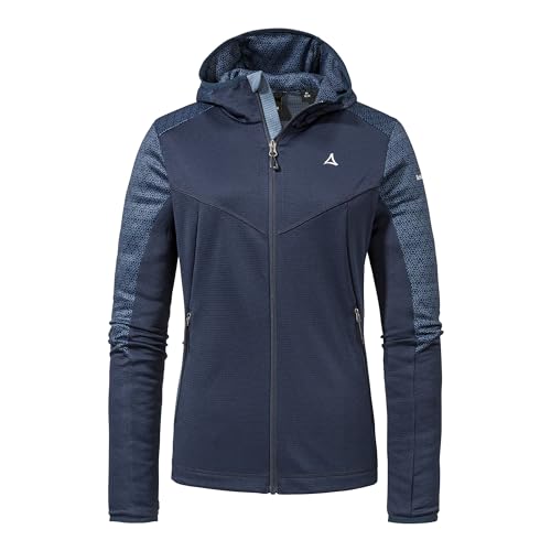 Schöffel Damen Fleece Hoody Svardalen L, schnell trocknende Fleecejacke mit Kapuze, funktionaler Outdoor Hoody, mit Reißverschluss-Taschen und elastischem Saum von Schöffel