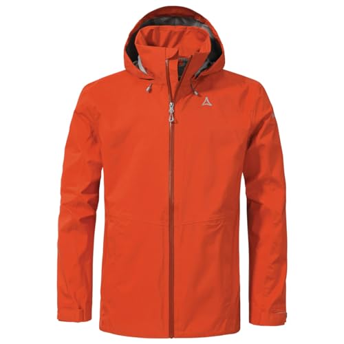 Schöffel Herren 2.5L Jacket Aiplspitz M, leichte Outdoor Jacke, wasserdicht & atmungsaktiv, Regenjacke aus 2,5-Lagen Venturi mit 2-Wege-Stretch und verstellbarer Kapuze, poinciana, 46 von Schöffel