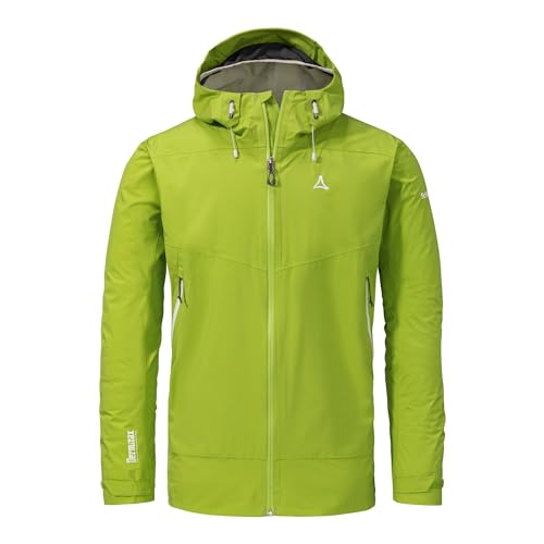 Schöffel Herren 2.5L Jacket Vistdal M, nachhaltige Regenjacke aus pflanzenbasiertem ecodear Bio-Nylon, wasserdichte Outdoor Jacke, winddicht & atmungsaktiv dank Dermizax Membran, green moss, 52 von Schöffel