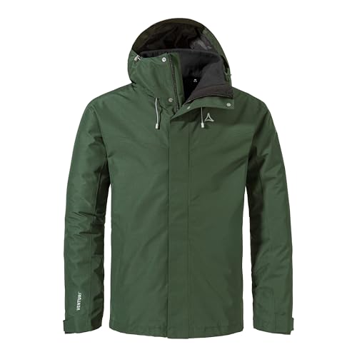 Schöffel Herren 3in1 Jacket Style Okere MNS, wasserdichte, atmungsaktive Outdoorjacke mit herausnehmbarer Fleecejacke, warme 3in1 Jacke mit verstellbarer Kapuze, dark jade, 56 von Schöffel