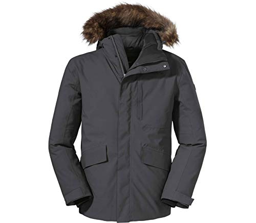 Schöffel Herren Down Jacket Budapest M, warme und atmungsaktive Daunenjacke mit verstellbarer Kapuze, Herren Jacke mit 2-Wege Front Reißverschluss, raven, 52 von Schöffel