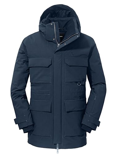 Schöffel Herren Down Parka Ridgeland M, wind- und wasserdichter Daunenparka mit RDS-zertifizierten Federn, leichte Outdoorjacke mit Wärmekragen und Kapuze, navy blazer, 48 von Schöffel