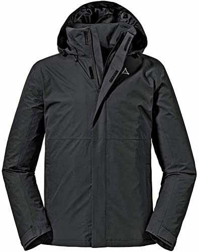 Schöffel Herren Jacket Gmund M, wind- und wasserdichte Regenjacke, atmungsaktive Outdoor Jacke, Wanderjacke mit verstaubarer Kapuze, black, 50 von Schöffel