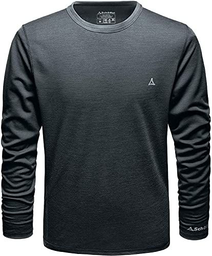 Schöffel Herren Merino Sport Shirt 1/1 Arm M, temperaturregulierendes Langarmshirt, atmungsaktives Funktionsunterwäsche-Shirt in Wollqualität, anthrazit, M von Schöffel