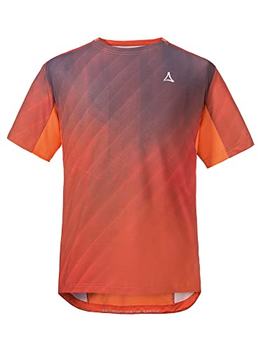 Schöffel Herren Shirt Valbella M, atmungsaktives Fahrradtrikot, schnell trocknendes Funktionsshirt mit 4-Wege-Stretch, red orange, 46 von Schöffel