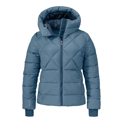 Schöffel Damen Ins Jacket Boston L, warme Winterjacke aus recycelten Materialien, leichte Steppjacke mit Kapuze, winddicht und wasserabweisend, bering sea, 44 von Schöffel