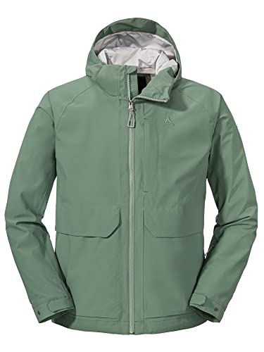 Schöffel Herren Jacket Lausanne M, Funktionsjacke mit Kapuze, wasserdichte, leichte Sommerjacke mit Pack-Away-Tasche, laurel wreath, 50 von Schöffel