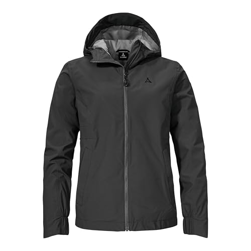 Schöffel Damen Jacket Style Bohorok WMS, wasserdichte, atmungsaktive Outdoor Jacke, elegante Funktionsjacke mit Kapuze und Stufensaum, black, 42 von Schöffel