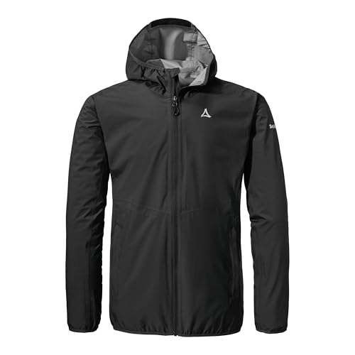 Schöffel Herren Jacket Style Migandi MNS, Allwetterjacke mit 2-Wege-Stretch, mit verstellbarer Kapuze, wasserdicht und atmungsaktiv, black, 50 von Schöffel