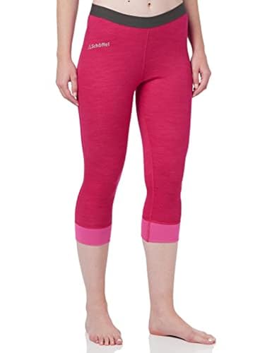 Schöffel Damen Merino Sport Pants short W, temperaturregulierende lange Unterhose, atmungsaktive Thermo Leggings in 3/4 Länge, rasberry sorbet, L von Schöffel