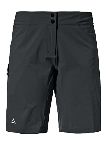 Schöffel Damen Shorts Danube L, wasserabweisende Radhose, schnell trocknende Fahrradhose mit Bundverstellung, black, 38 von Schöffel