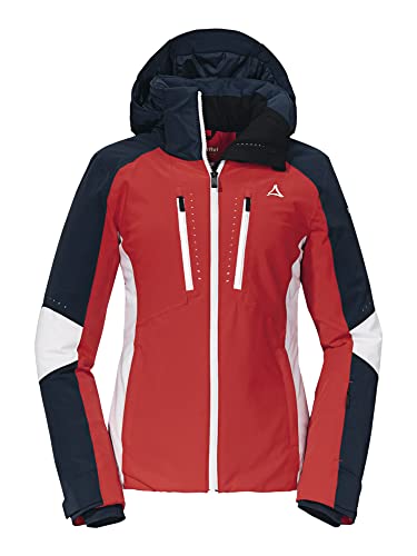 Schöffel Damen Ski Jacket Naladas L, wind- und wasserdichte Skijacke mit Body Mapping Technologie, atmungsaktive Outdoorjacke mit Unterarmbelüftung und Schneefang, toreador, 42 von Schöffel