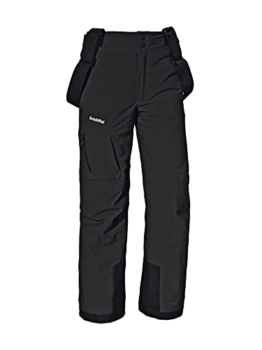 Schöffel Jungen Ski Pants Joran B, wind- und wasserdichte Kinder Schneehose, wasserdichte Skihose mit Schneefang und Hosenträgern, black, 140 von Schöffel