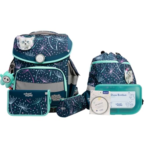 SCHOOL-MOOD Timeless Pro Schulranzenset 7-teilig 23,5L Stauraum, ergonomisches Easy Fit System für 1 m bis 1,50 m Körpergröße, standfest, wasserdichter Stoff mit Reflektoren (Lina Kätzchen) SCHOOL-MOOD Timeless Pro Schulranzenset 7-teilig 23,5L Stauraum, ergonomisches Easy Fit System für 1 m bis 1,50 m Körpergröße, standfest, wasserdichter Stoff mit Reflektoren (Lina Kätzchen) von SCHOOL-MOOD