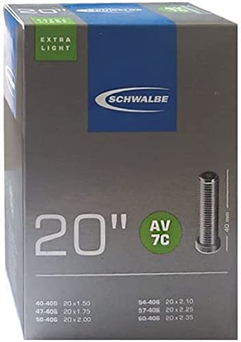 Schwalbe Fahrradschlauch AV7C Extra Light 40/60-406 EK AGV 40 mm, Schwarz, 20 x 1.75-2.35" AV40 mm Schwalbe Fahrradschlauch AV7C Extra Light 40/60-406 EK AGV 40 mm, Schwarz, 20 x 1.75-2.35" AV40 mm von Schwalbe