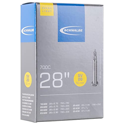 Schwalbe Fahrradschlauch SV20 Extra Light 18/25-622/630 EK 50 mm, Sclaverantventil, 28 Zoll von Schwalbe