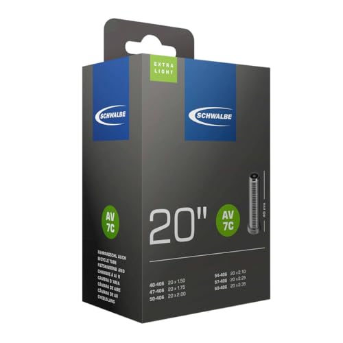 Schwalbe Fahrradschlauch SV7C Extra Light 40/60-406 EK 40 mm, Schwarz, 20 x 1.75-2.35" SV40 mm Schwalbe Fahrradschlauch SV7C Extra Light 40/60-406 EK 40 mm, Schwarz, 20 x 1.75-2.35" SV40 mm von Schwalbe