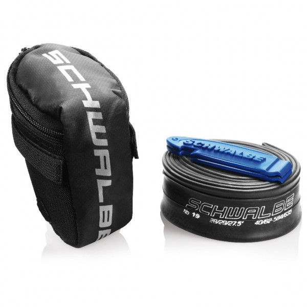 Schwalbe - Saddle Bag incl. SV13 (27,5-29'') and Tire Levers - Fahrradschlauch Gr 27,5''-29'' x 2,00''-2,40'' - incl. SV19 Tube and 2x Tire Le schwarz von Schwalbe