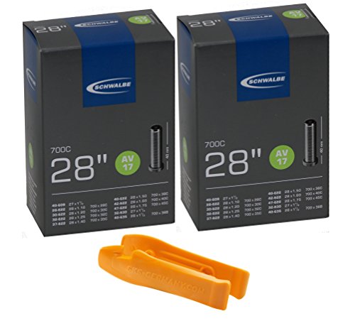 Schwalbe Fahrradschlauch AV 17/28 Set 2 Stück Autoventil mit SKS Reifenheber Schwalbe Fahrradschlauch AV 17/28 Set 2 Stück Autoventil mit SKS Reifenheber von Schwalbe