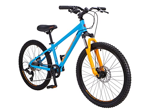 Schwinn Fleet Mountainbike für Jungen, 24-Zoll-Reifen, 12-Zoll-Rahmen aus Leichtmetalllegierung, Gabelfederung, 9 Gänge, Scheibenbremsen, Orange/Blau Schwinn Fleet Mountainbike für Jungen, 24-Zoll-Reifen, 12-Zoll-Rahmen aus Leichtmetalllegierung, Gabelfederung, 9 Gänge, Scheibenbremsen, Orange/Blau von Schwinn