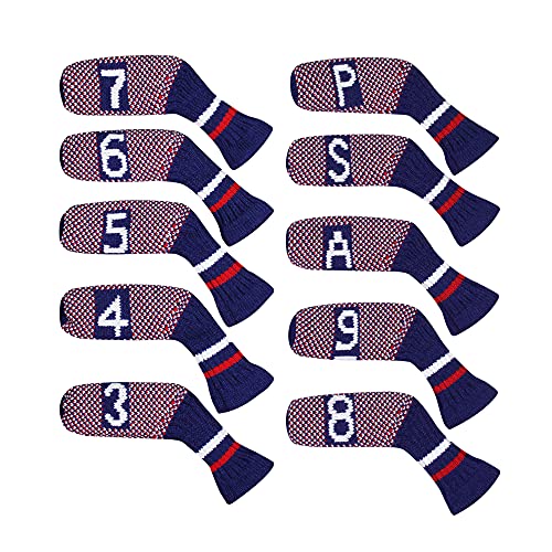 Scott Edward 7 Pcs/10 Pcs Golf Eisen Abdeckungen Nette gestrickte Socken Form Waschbar/Durable Club Head Protector von Scott Edward