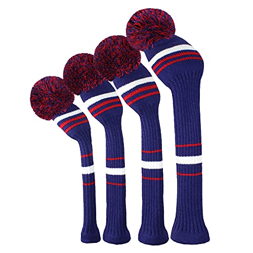 Scott Edward Golfschläger-Hülle, 4 Stück, für Hölzer und Driver Fit Max Driver Fairways Hybrids/Utility Big Pom Pom benutzerdefinierte Muster Dekorieren Golftaschen (blaue, weiße, rote Streifen) Scott Edward Golfschläger-Hülle, 4 Stück, für Hölzer und Driver Fit Max Driver Fairways Hybrids/Utility Big Pom Pom benutzerdefinierte Muster Dekorieren Golftaschen (blaue, weiße, rote Streifen) von Scott Edward