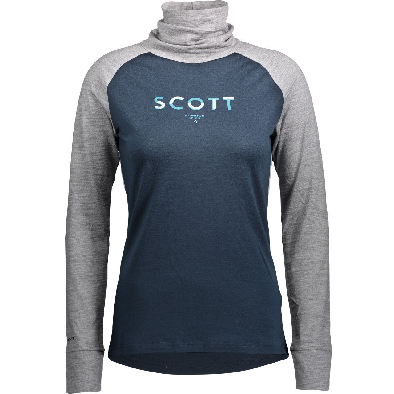 Scott Damen High Neck Shirt DEFINED MERINO light grey melange/dark blue von Scott