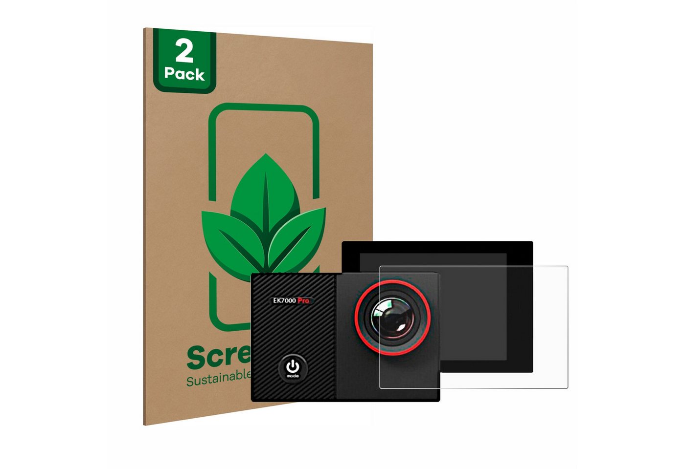 ScreenLeaf Displayschutzfolie Schutzfolie für Akaso EK7000 Pro, 2 Stück, nachhaltiger Displayschutz Schutz Folie Klar Transparent von ScreenLeaf