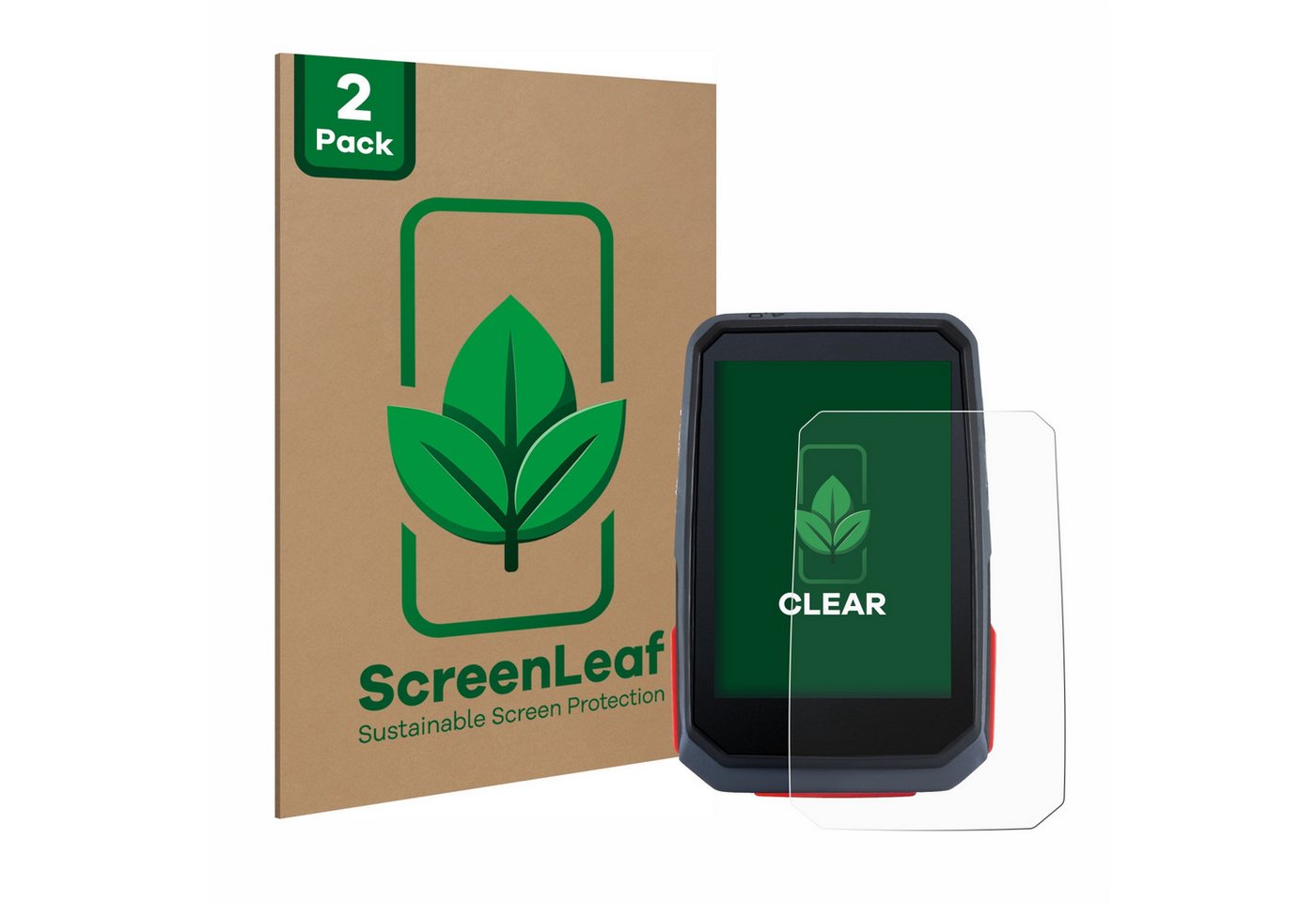 ScreenLeaf Displayschutzfolie Schutzfolie für Sigma ROX 4.0, 2 Stück, nachhaltiger Displayschutz Schutz Folie Klar Transparent von ScreenLeaf