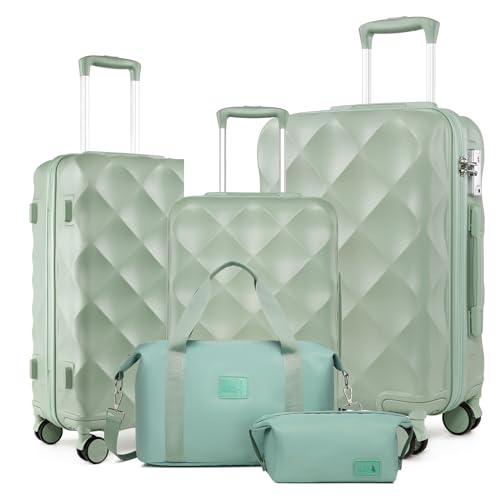 Sea choice Hardschalen Trolley Koffer Set 5tlg. Zwillingsrollen Reisekoffer Enthält 1 Reisetasche und 1 Kulturbeutel, Gepäck M-L-XL-Set(55/65/76cm), TSA Schloss und 4 Rollen von Sea choice