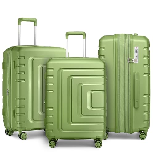 Sea choice Koffer Set Erweiterbar 3tlg. Handgepäck Hardschalen Trolley aus PP Reisekoffer mit 4 Zwillingsrollen und TSA Schloss 45L 72L 100L, M/L/XL von Sea choice