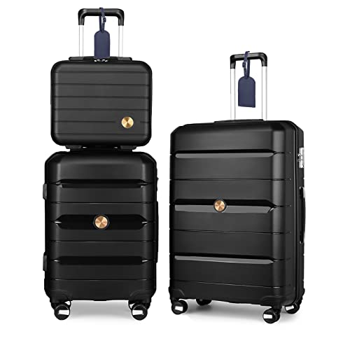 Sea choice Kofferset 3 Teilig Handgepäck Hartschalen Trolley Koffer mit Beautycase Leichtgewicht Polypropylene Reisekoffer Sets mit TSA Schloss 4 Doppel-Rollen von Sea choice