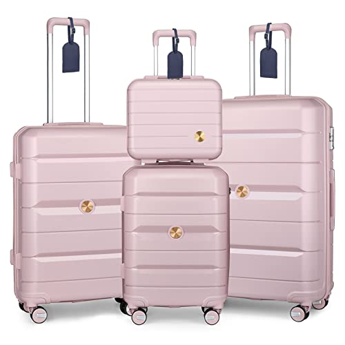 Sea choice Kofferset 4tlg Handgepäck Trolley Koffer mit Beautycase Hartschalen Polypropylene Reisekoffer TSA Schloss 4 Doppel-Rollen S-M-L-XL von Sea choice