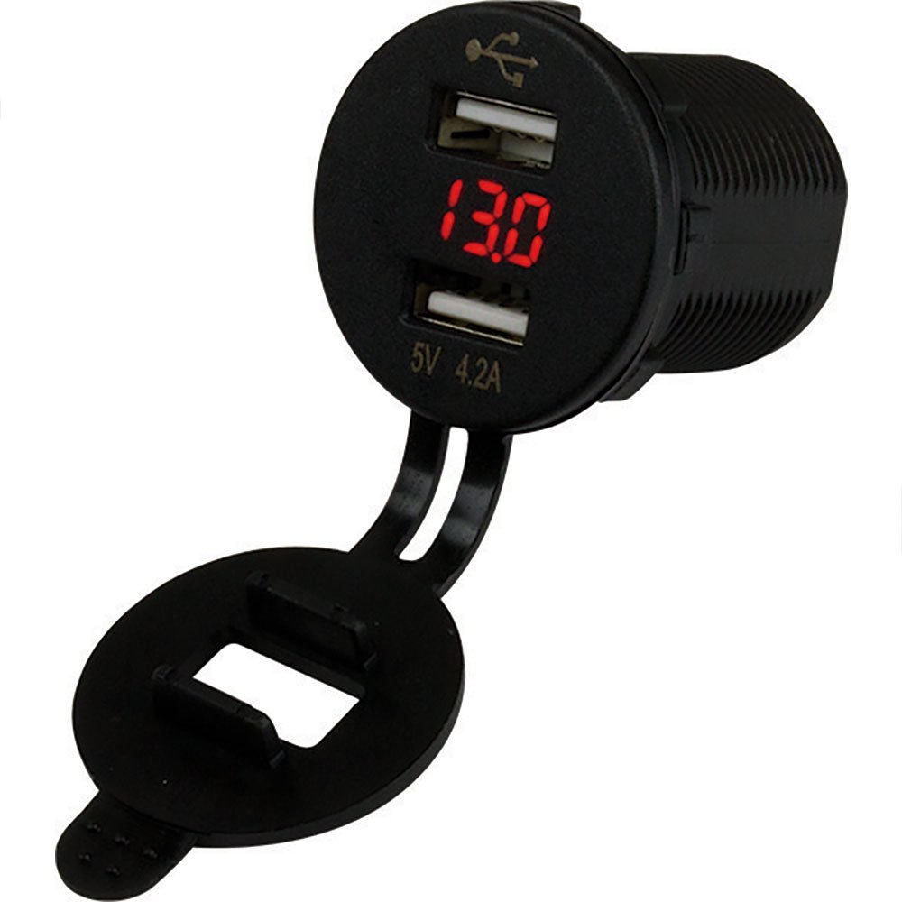 Sea-dog Line Double Usb Socket/voltmeter With Hidden Display Schwarz von Sea-dog Line