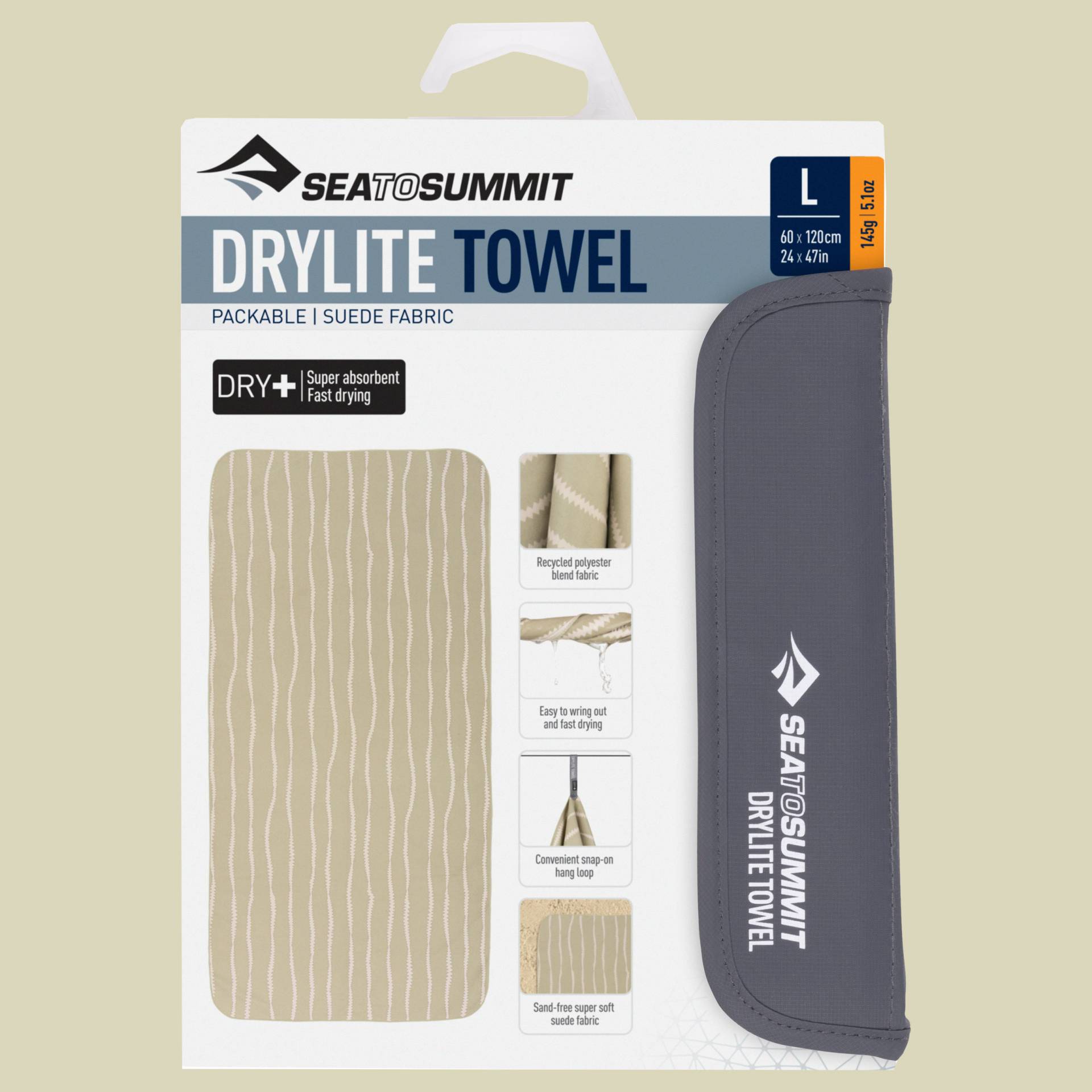 Drylite Towel beige L - desert wind von Sea to Summit
