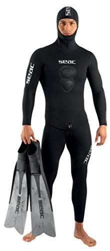 Seac Herren Royal 5 Mm Neopren Tauchanzug Für Freitauchen Latzhose Und Kapuzenjacke, Schwarz, M UK Seac Herren Royal 5 Mm Neopren Tauchanzug Für Freitauchen Latzhose Und Kapuzenjacke, Schwarz, M UK von Seac