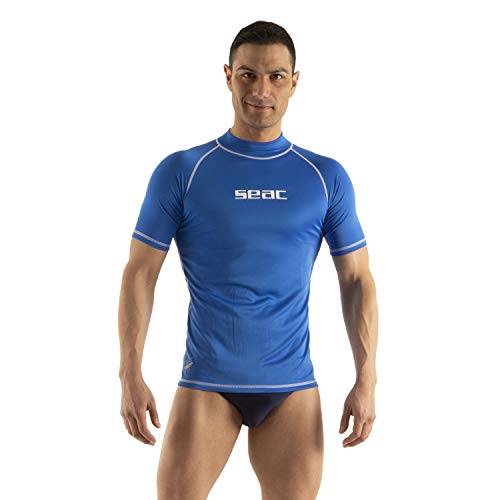 Seac T-Sun Short Man, Rash Guard for Swimming, Surfing, Diving, UV Protection, Blue, L von Seac