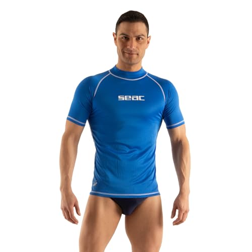 Seac T-Sun Short Man, Rash Guard for Swimming, Surfing, Diving, UV Protection, Blue, XL von Seac